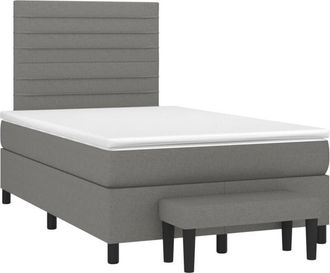 vidaXL Cama Box Spring Con Colch&oacute;n Tela Gris Oscuro 120x200 Cm Vidaxl