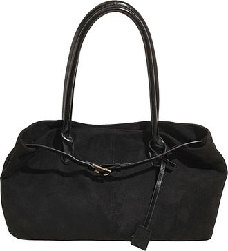 Generic Suede Leather All-Match Underarm Bag Retro Shoulder Bag Tote (Black)