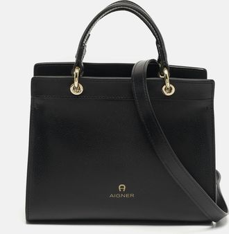 Aigner Carol Mini Black Leather Tote