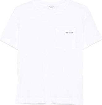 Brunello Cucinelli Katoenen Jersey T-Shirt - Dames - T-shirts - Wit - M - Katoen - Tops