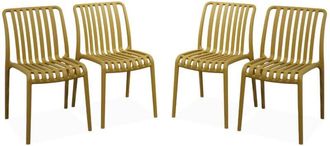 Sweeek Set of 4 mustard plastic garden chairs, stackable, already assembled