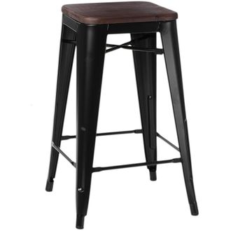 OEM Taburete Paris Wood 75cm Pino Nogal Negro