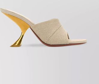 Amina Muaddi sand fabric taylor mules