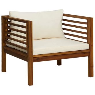 vidaXL Vidaxl - Silla De Jard&iacute;n Y Cojines Blanco Crema Madera Maciza De Acacia