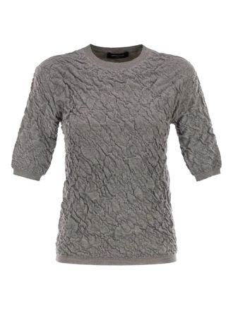 Fabiana Filippi T-shirt met ronde hals en ruches - Grijs