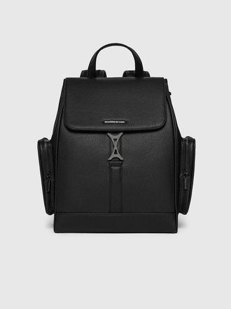 Mani&egrave;re De Voir Maloe Pebbled Leather Eiffel Clasp Backpack in Black at Nordstrom