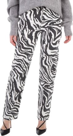Rotate Printed Straight Zebra Jeans