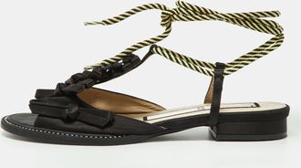 N&deg;21 N&ordm;21 Black Satin Ankle Tie Sandals