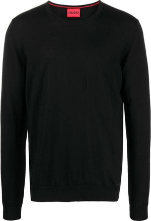 HUGO BOSS fine-knit round-neck jumper - men - Virgin Wool - M - Black