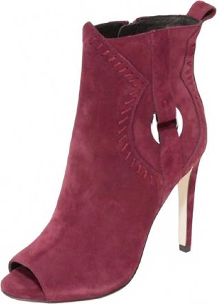 Rebecca Minkoff Womens Ridley Suede Leather Peep Toe Ankle Booties In Burgundy