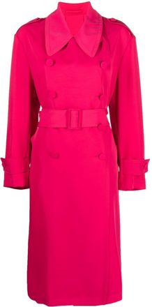 Palt&ograve; oversized-collar trench coat - women - Elastane/Polyester - 40 - Pink