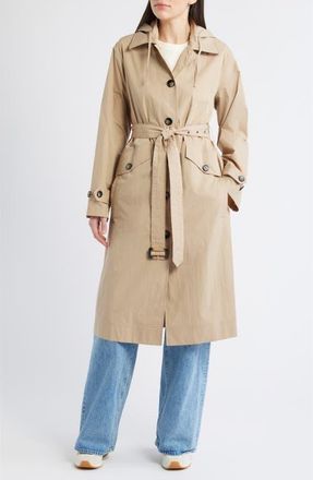 Bernardo Paperweight Long Raincoat in Khaki at Nordstrom, Size Xx-Large