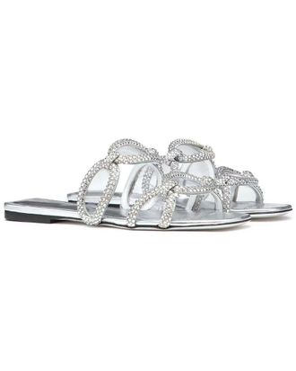 Valentino Chain 1967 Crystal-Embellished Leather Sandal