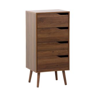 Sweeek C&oacute;moda con efecto madera, 4 cajones, nogal