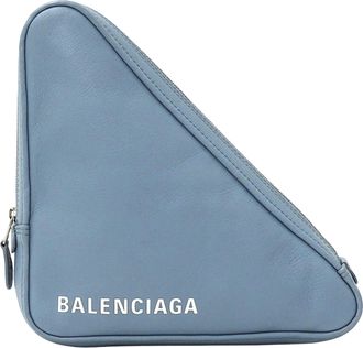 Balenciaga Light Blue Leather Clutch Bag (Pre-Owned)