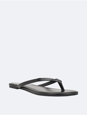 Calvin Klein Womens Womens Solid T-Strap Sandal - Black - 6.5