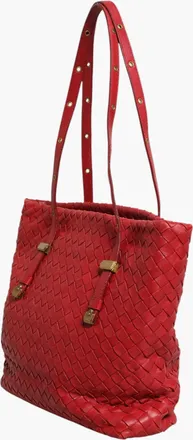 Bottega Veneta Red Intrecciato Leather Tote Womens Bag (Pre-Owned)