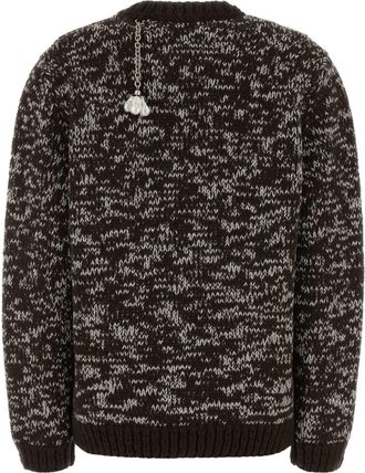Prada Womens Two-Tone Wool Knit Sweater Brown Brass Cristariaplicata