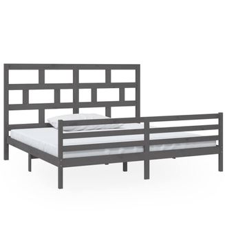 Berkfield Home Bed Frame Grey Solid Wood Pine 200x200 cm