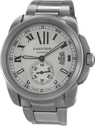 Cartier Pre-owned Cartier Calibre De Cartier Silver Opaline Dial Mens Watch W7100015