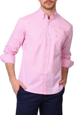 Tailorbyrd Micro Gingham Stretch Cotton Button-Up Shirt in Light Pink at Nordstrom Rack, Size Xx-Large