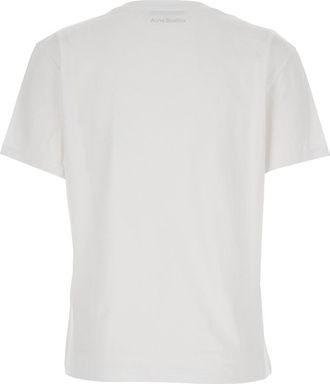 Acne Studios Womens White Crewneck T-Shirt With Logo Patch Organic Cotton T-Shirts & Jerseys