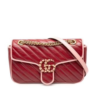 Gucci Pre-owned Gucci Medium GG Marmont Matelasse Diagonal Leather Torchon Shoulder Bag Ladies ZBKAM0RWT6TH1TAW