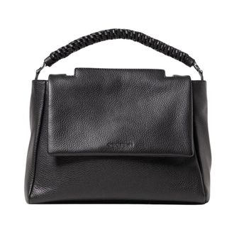 Orciani Handbags, female, Black, Size: ONE SIZE Structured Leather Top Handle Bag