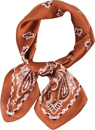 Generic Silk Sleeping Scarf for Hair Womens Spring Summer Prints Satin Cashew Flower Prints Square Scarf Flat Fabric Hair Ties (Coffee, One Size)