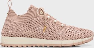 Jimmy Choo London Veles Knit Pearly Lace-Up Sneakers