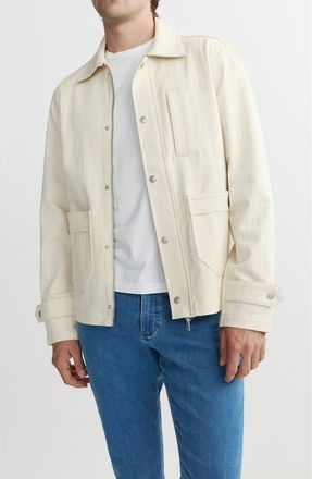 DL1961 Sean Cotton Stretch Herringbone Shirt Jacket in Ecru Herringbone at Nordstrom, Size X-Large
