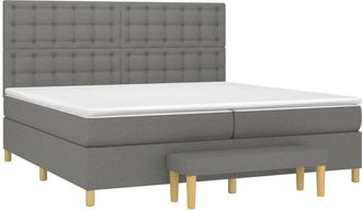 vidaXL Vidaxl - Cama Box Spring Con Colch&oacute;n Tela Gris Oscuro 200x200 Cm