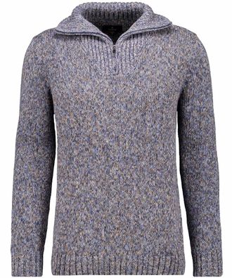 Ragman Troyer RAGMAN, Herren, Gr. 60, blau (blau, 177), 100% Baumwolle, hoch geschlossener Ausschnitt, Pullover Troyer
