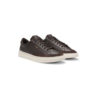 BOSS Leather sneakers with suede trims