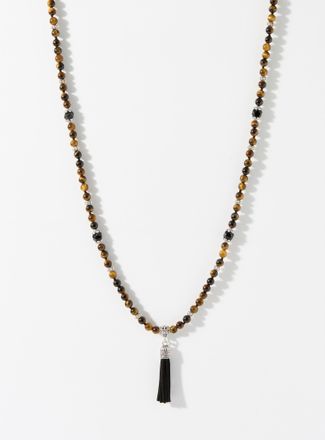 Mancino Mens Turquoise and tigers eye bead necklace