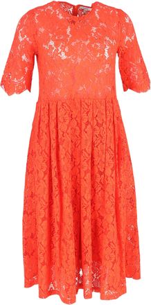 Ganni Ganni Lace Detailed Midi Dress in Red Polyester