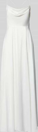 Vera Mont Abendkleid mit r&uuml;ckseitiger Schn&uuml;rung und Wasserfall-Ausschnitt in Offwhite, Gr&ouml;&szlig;e 32