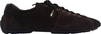 Prada Pre-owned Mens Sport Lace-Up Low-Top Sneakers in Brown Suede - Mocha - Size UK 9.5