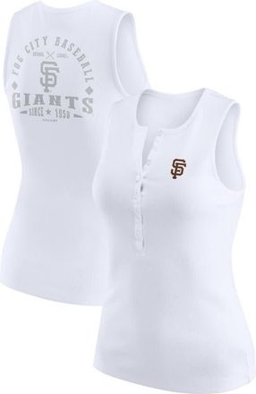 WEAR by Erin Andrews Womens WEAR by Erin Andrews White San Francisco Giants Rib-Knit Henley Tank Top at Nordstrom, Size Small