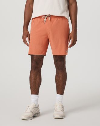 Vuori Clothing Banks Session Shorts Unlined 7 | Washed Brick Linen Texture | Medium