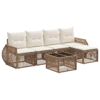 vidaXL Conjunto De Sof&aacute;s De Jard&iacute;n 6 Pcs Beige Y Blanco Crema Vidaxl