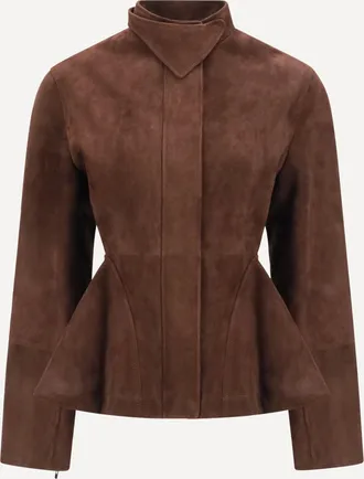 Alaia Giacca peplum in pelle di capra scamosciata Woman 40