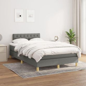vidaXL Cama Box Spring Con Colch&oacute;n Tela Gris Oscuro 120x200 Cm Vidaxl