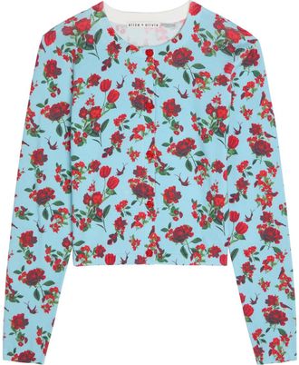 Alice & Olivia Carson Floral Print Stretch-cotton Cardigan - Multicoloured - XL (UK16 / XL)