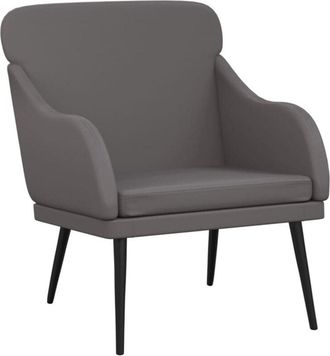 vidaXL Sill&oacute;n De Cuero Sint&eacute;tico Gris 63x76x80 Cm Vidaxl