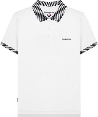 Lambretta Heren Twee Kleur Badge Polo Shirt (Wit)