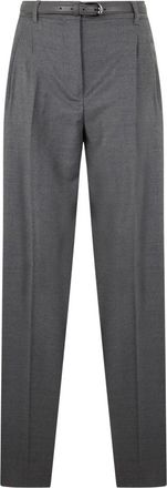 Max Mara Mannish Wool Flannel Broeken - Dames - Straight fit broeken - Grijs - M - Wol - Broeken