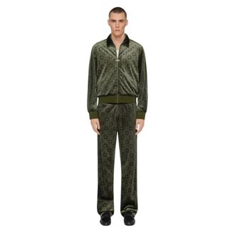 Givenchy Monogram Velvet Jogger Trousers - male - Givenchy - Pyjamas - Green - L - Nightwear & Lounge