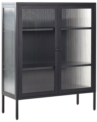 Beliani Beliani - Vetrina Moderna In Acciaio Nero E Ante In Vetro 90 X 31 Cm Lerryn