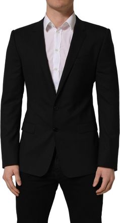 Dolce & Gabbana Mens Black Wool Single Breasted Blazer Jacket Virgin Elastane Clothing
